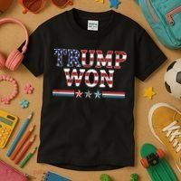Trump Won American Flag Pro Republican Kids T-Shirt thumb 3