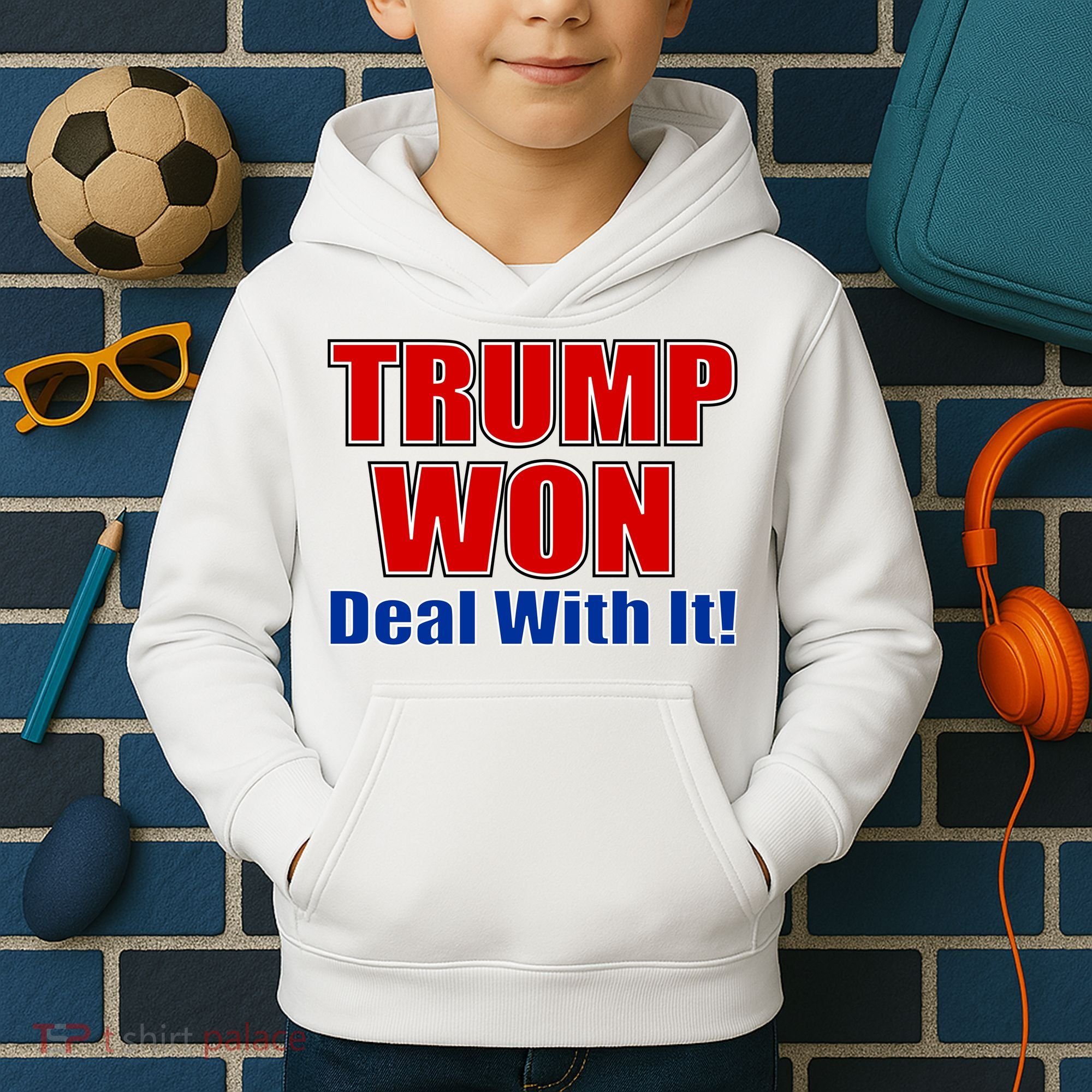 Trump Won Deal With It Kids Hoodie