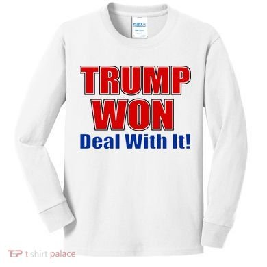 Trump Won Deal With It Kids Long Sleeve Shirt
