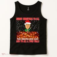 Trump Yuge Merry Chrsitmas To All & Build A Wall Tank Top thumb 2
