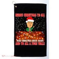 Trump Yuge Merry Chrsitmas To All & Build A Wall Golf Towel thumb 0