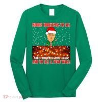 Trump Yuge Merry Chrsitmas To All & Build A Wall Long Sleeve Shirt thumb 0