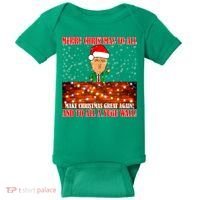 Trump Yuge Merry Chrsitmas To All & Build A Wall Baby Bodysuit thumb 0