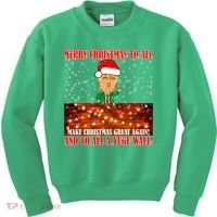 Trump Yuge Merry Chrsitmas To All & Build A Wall Kids Sweatshirt thumb 0