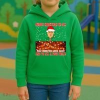 Trump Yuge Merry Chrsitmas To All & Build A Wall Kids Hoodie thumb 3