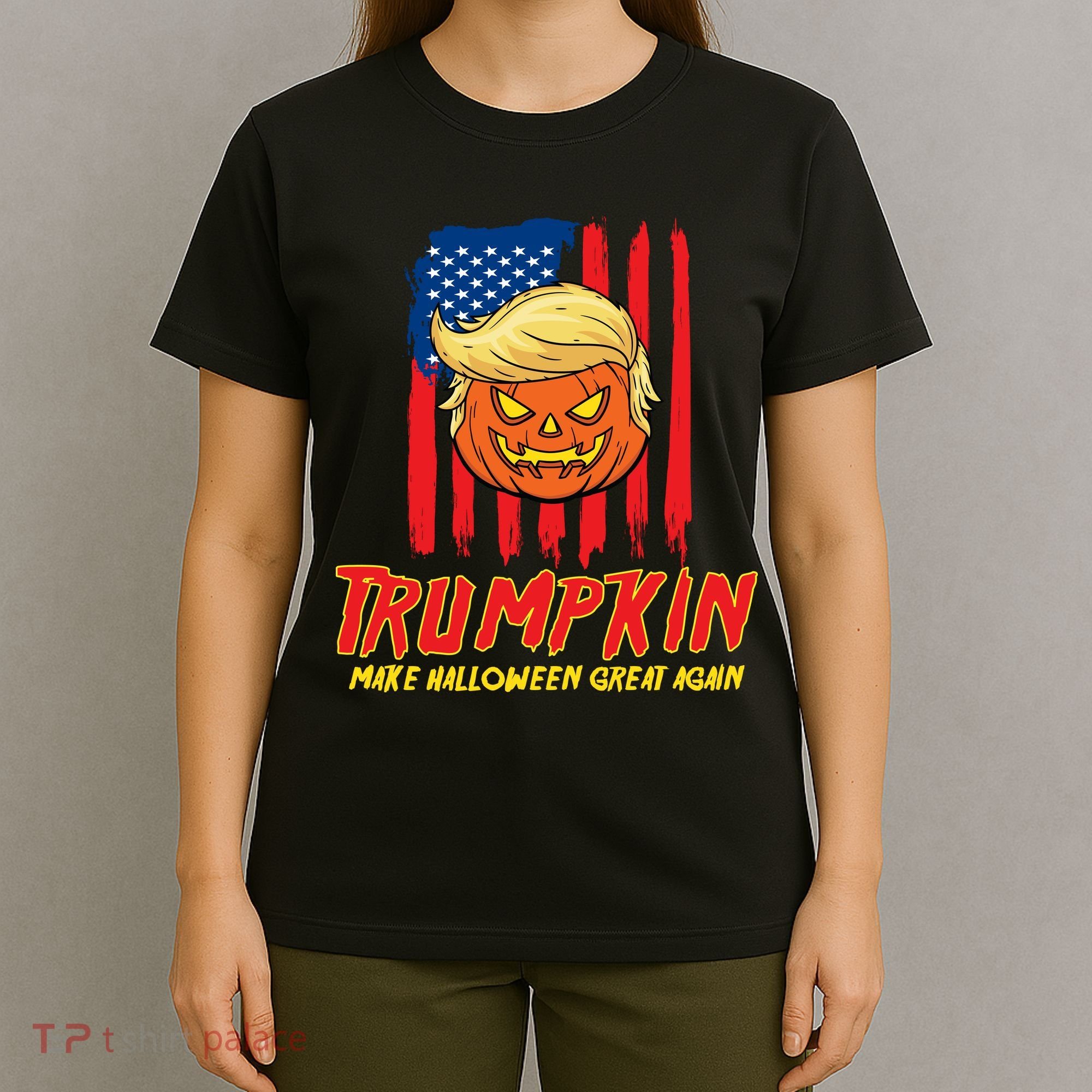 Trumpkin American Flag Make Halloween Great Again T-Shirt