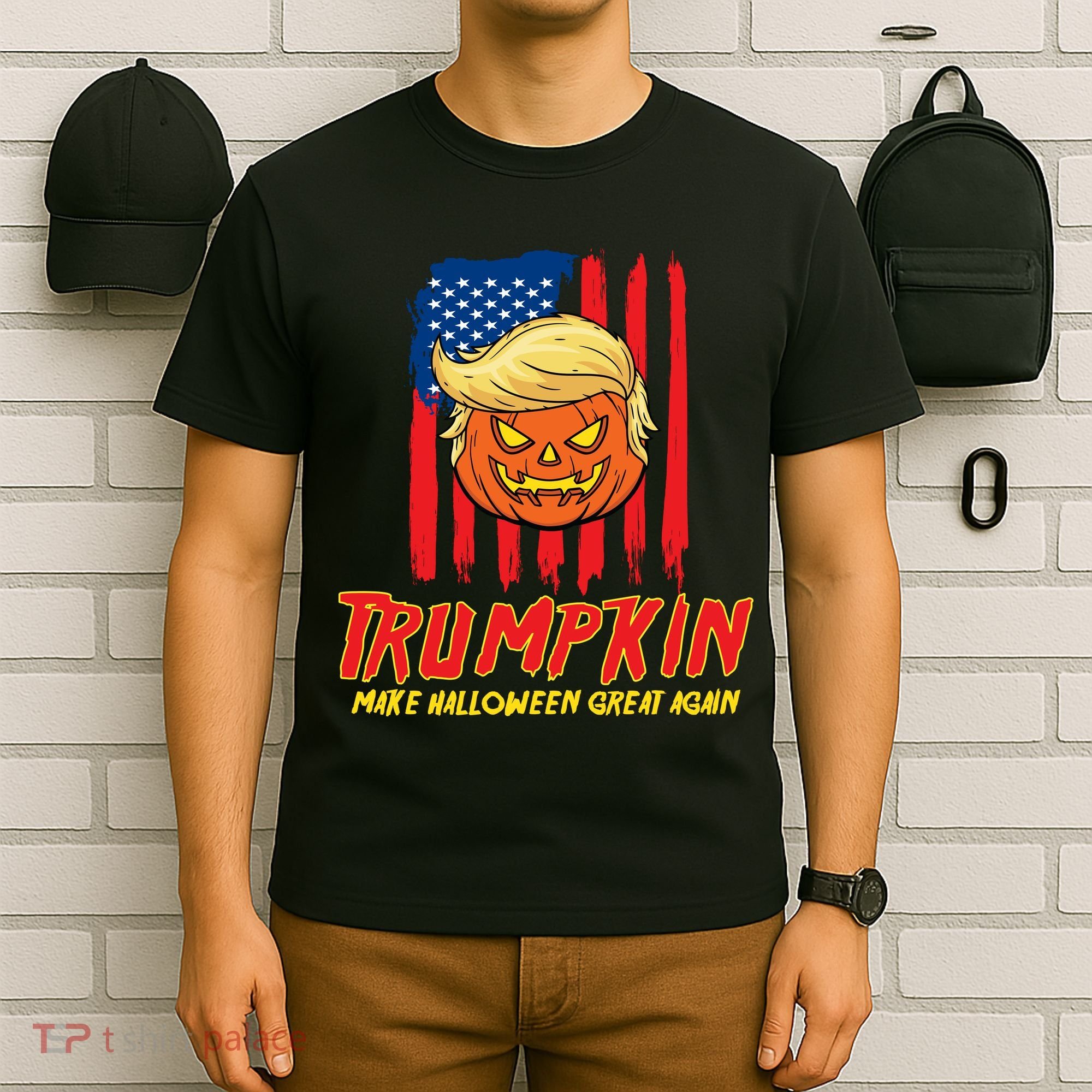 Trumpkin American Flag Make Halloween Great Again T-Shirt
