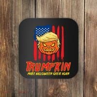 Trumpkin American Flag Make Halloween Great Again Coaster thumb 0