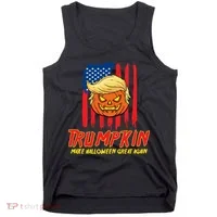 Trumpkin American Flag Make Halloween Great Again Tank Top thumb 0