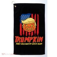 Trumpkin American Flag Make Halloween Great Again Golf Towel thumb 0