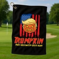 Trumpkin American Flag Make Halloween Great Again Golf Towel thumb 1