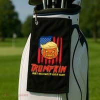 Trumpkin American Flag Make Halloween Great Again Golf Towel thumb 2