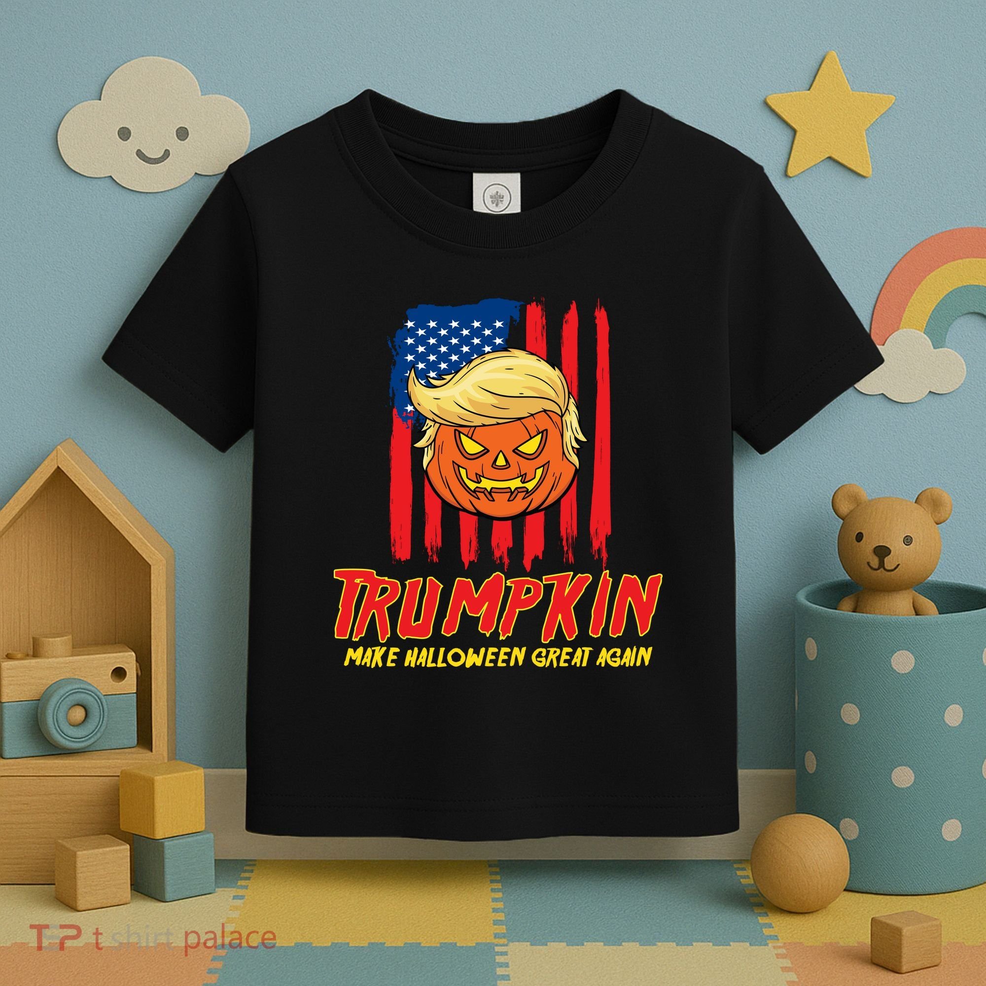 Trumpkin American Flag Make Halloween Great Again Toddler T-Shirt