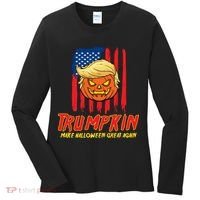 Trumpkin American Flag Make Halloween Great Again Women's Long Sleeve Shirt thumb 0
