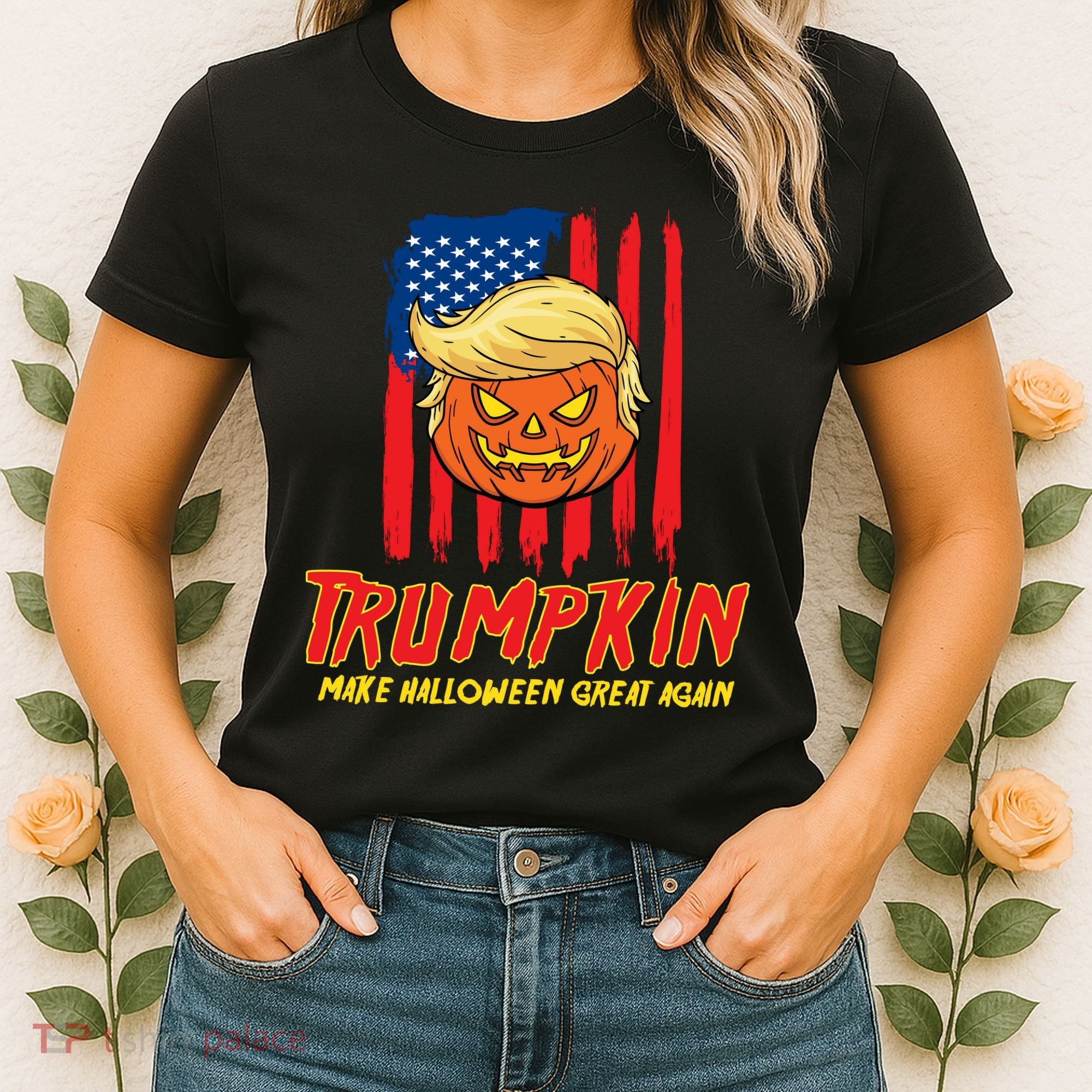 Trumpkin American Flag Make Halloween Great Again Women's T-Shirt