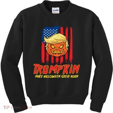 Trumpkin American Flag Make Halloween Great Again Kids Sweatshirt