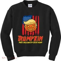 Trumpkin American Flag Make Halloween Great Again Kids Sweatshirt thumb 0