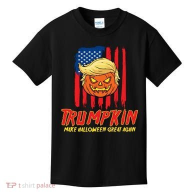 Trumpkin American Flag Make Halloween Great Again Kids T-Shirt