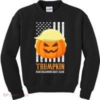 Trumpkin Donald Trump Funny Halloween Kids Sweatshirt thumb 0