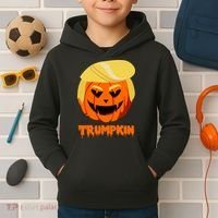Trumpkin Funny Donald Trump Pumpkin Kids Hoodie thumb 2