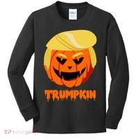 Trumpkin Funny Donald Trump Pumpkin Kids Long Sleeve Shirt thumb 0