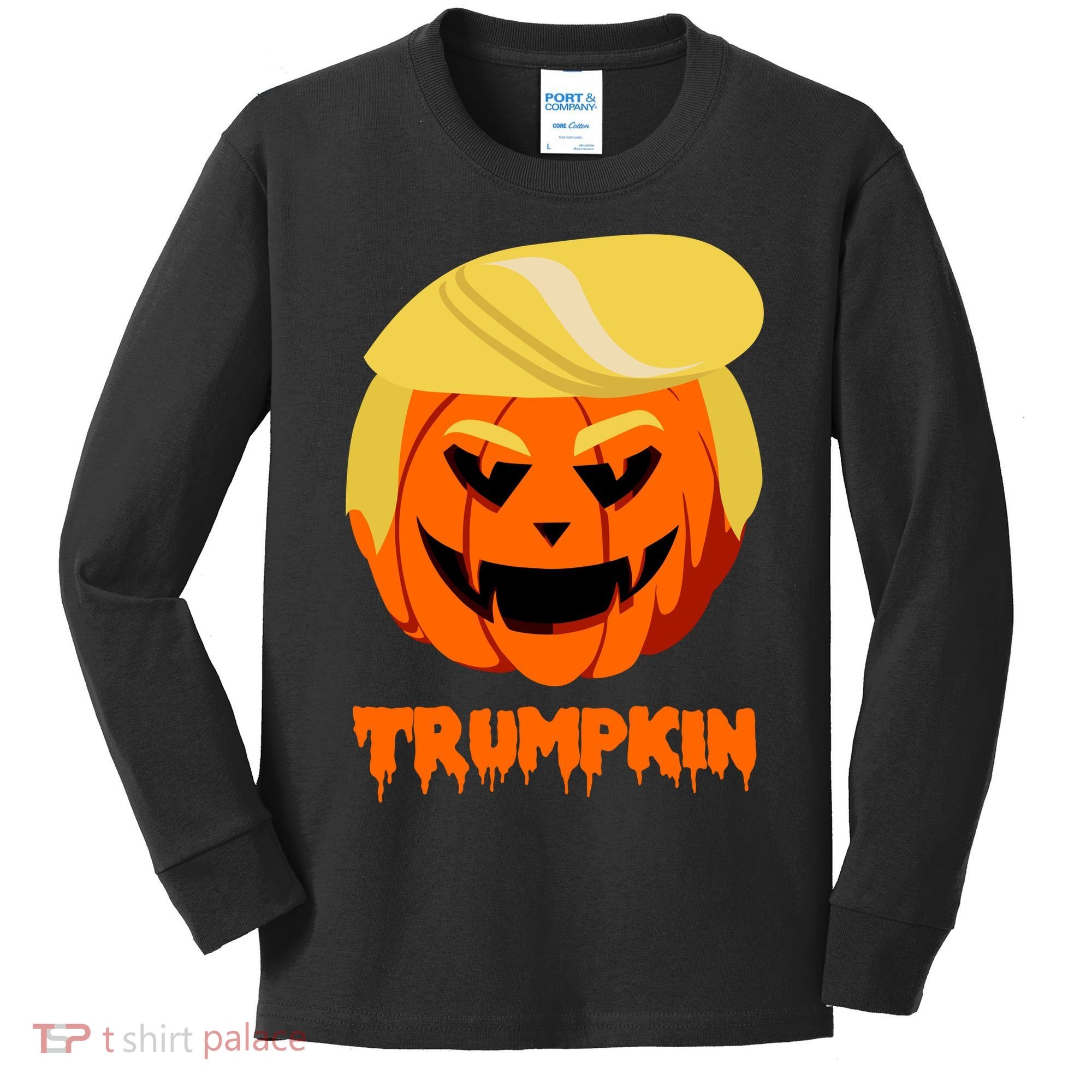 Trumpkin Funny Donald Trump Pumpkin Kids Long Sleeve Shirt