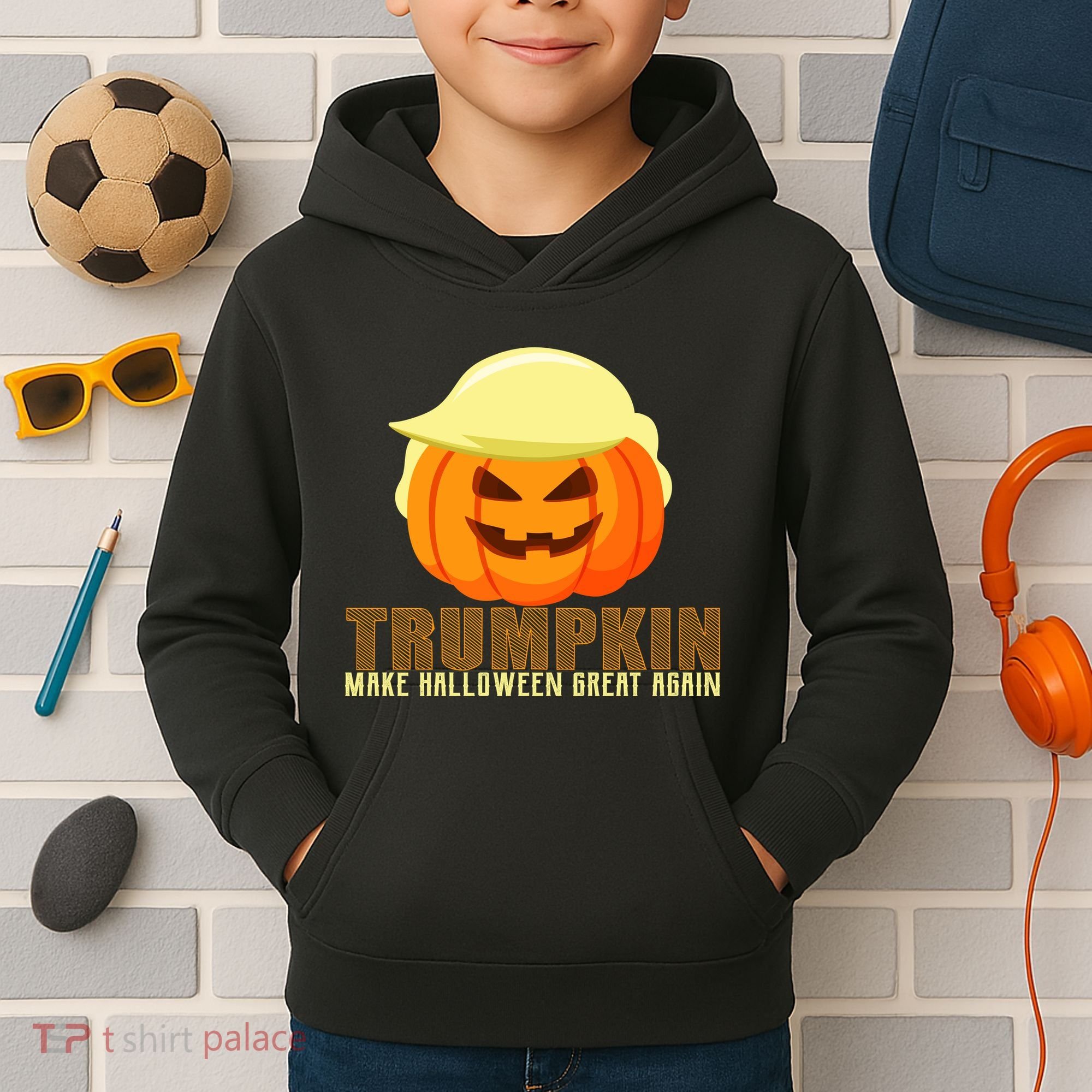 Trumpkin Make Halloween Great Again Donald Trump Kids Hoodie