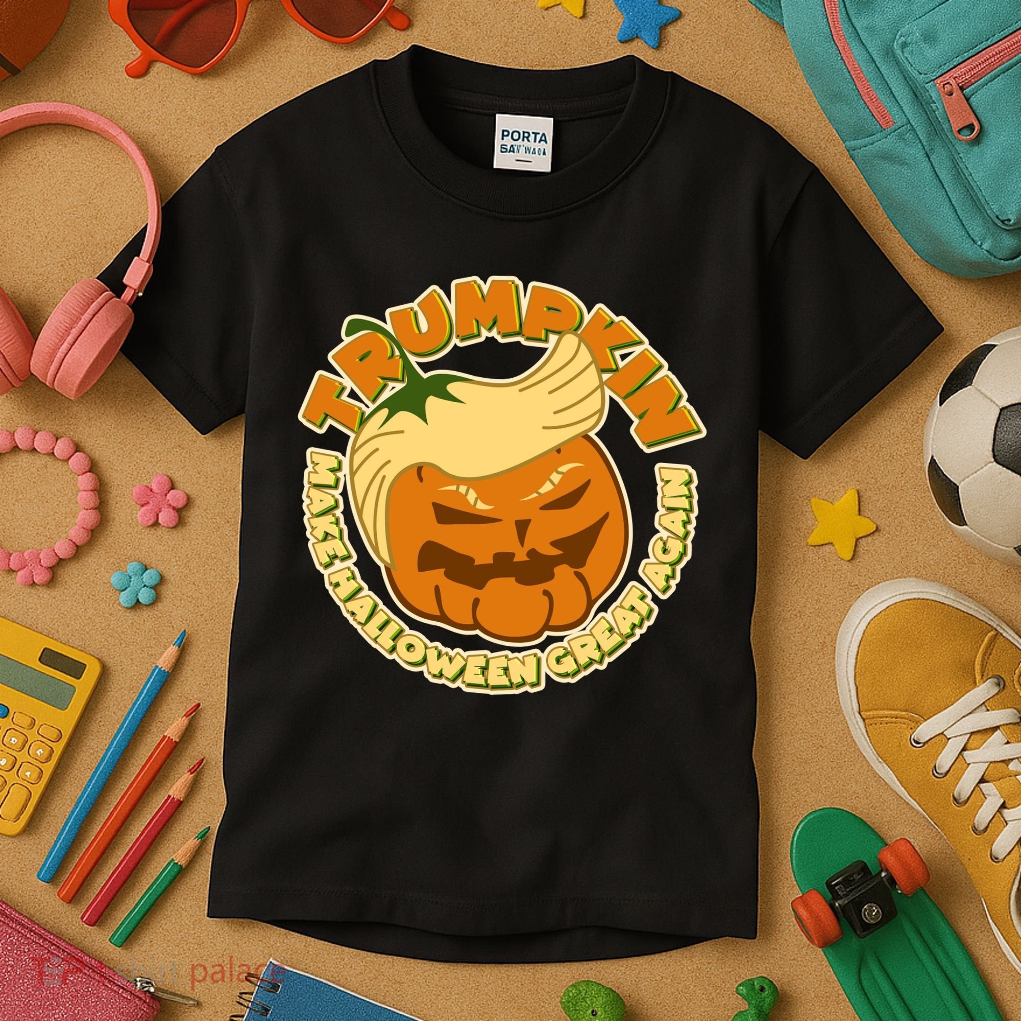 Trumpkin Make Halloween Great Again Fun Pumpkin Kids T-Shirt
