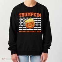 Trumpkin Make Halloween Great Again Skull Bone Flag Women's Sweatshirt thumb 0