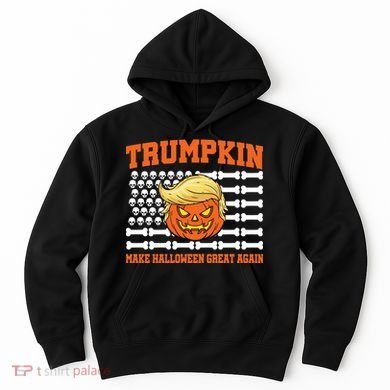 Trumpkin Make Halloween Great Again Skull Bone Flag Hoodie