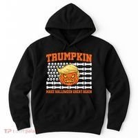 Trumpkin Make Halloween Great Again Skull Bone Flag Hoodie thumb 0