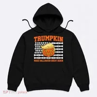 Trumpkin Make Halloween Great Again Skull Bone Flag Hoodie thumb 0