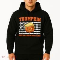 Trumpkin Make Halloween Great Again Skull Bone Flag Hoodie thumb 2