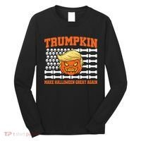 Trumpkin Make Halloween Great Again Skull Bone Flag Long Sleeve Shirt thumb 0