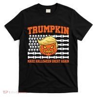 Trumpkin Make Halloween Great Again Skull Bone Flag T-Shirt thumb 0