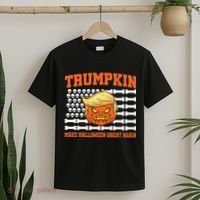 Trumpkin Make Halloween Great Again Skull Bone Flag T-Shirt thumb 2