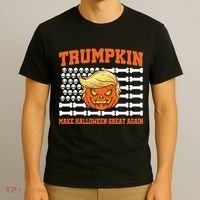 Trumpkin Make Halloween Great Again Skull Bone Flag T-Shirt thumb 3