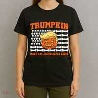 Trumpkin Make Halloween Great Again Skull Bone Flag T-Shirt thumb 4