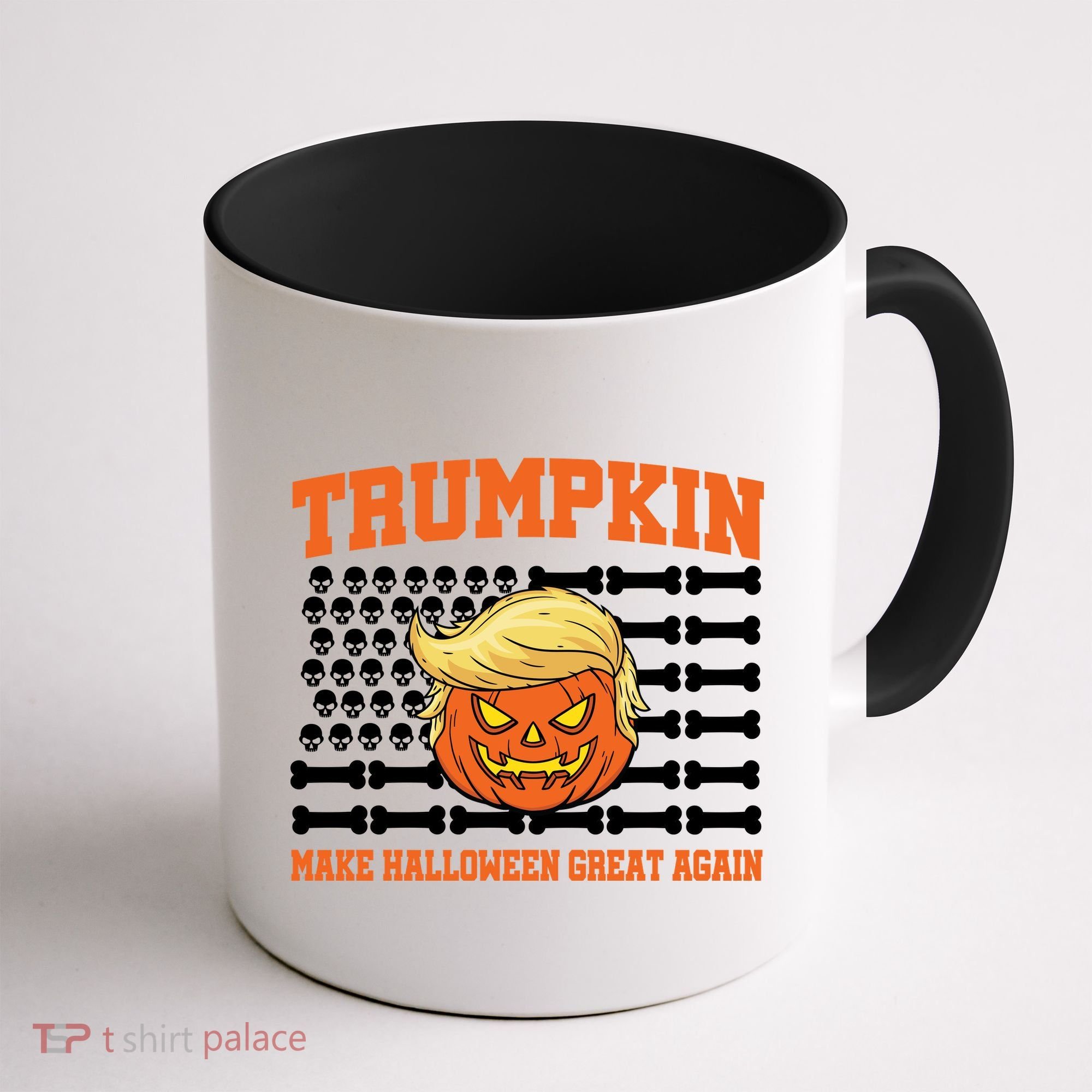 Trumpkin Make Halloween Great Again Skull Bone Flag Coffee Mug