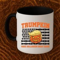 Trumpkin Make Halloween Great Again Skull Bone Flag Coffee Mug thumb 2
