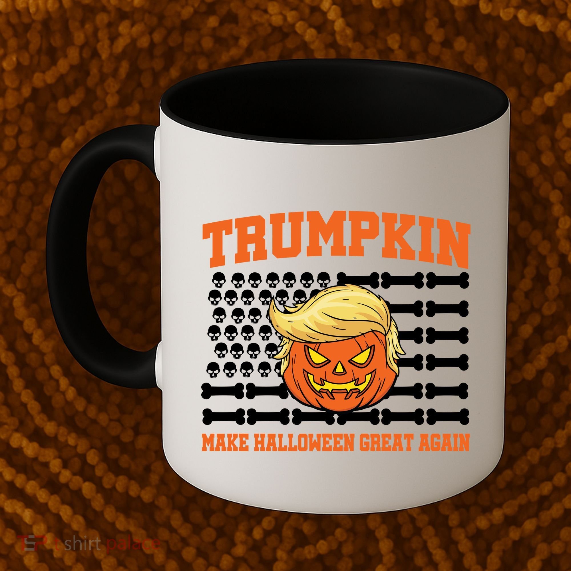 Trumpkin Make Halloween Great Again Skull Bone Flag Coffee Mug