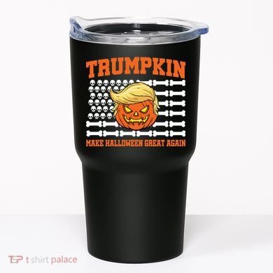 Trumpkin Make Halloween Great Again Skull Bone Flag Tumbler