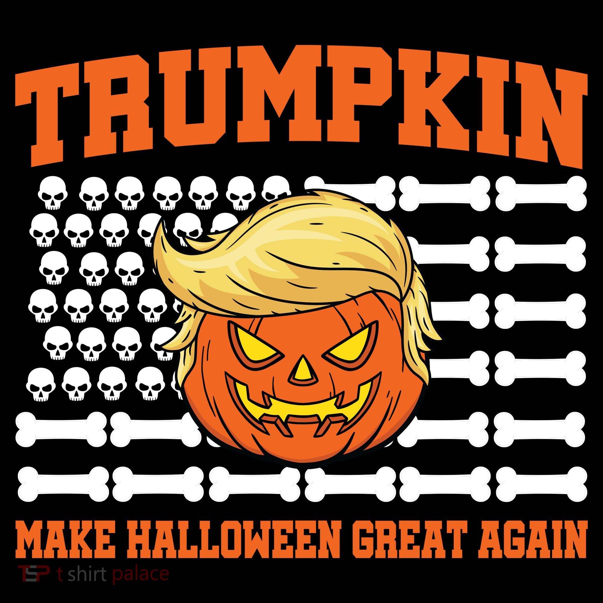 Trumpkin Make Halloween Great Again Skull Bone Flag Mousepad