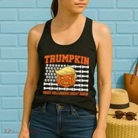 Trumpkin Make Halloween Great Again Skull Bone Flag Women's Tank Top thumb 2