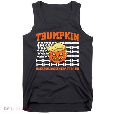 Trumpkin Make Halloween Great Again Skull Bone Flag Tank Top