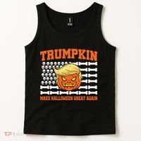 Trumpkin Make Halloween Great Again Skull Bone Flag Tank Top thumb 2