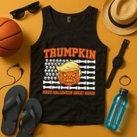 Trumpkin Make Halloween Great Again Skull Bone Flag Tank Top thumb 4