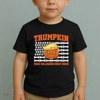 Trumpkin Make Halloween Great Again Skull Bone Flag Toddler T-Shirt thumb 2