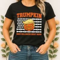 Trumpkin Make Halloween Great Again Skull Bone Flag Women's T-Shirt thumb 2