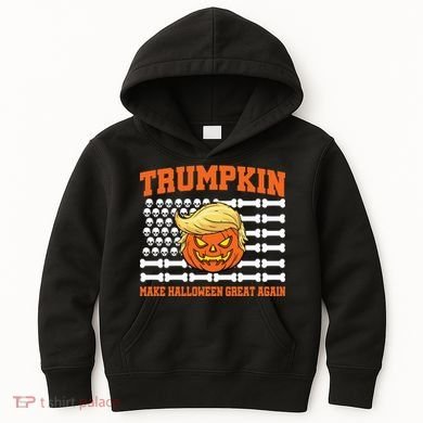 Trumpkin Make Halloween Great Again Skull Bone Flag Kids Hoodie